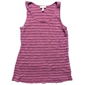 Liz Lange Maternity Tank Top Red‎ Striped Ribbed Size L Stretch Pregnancy Shirt